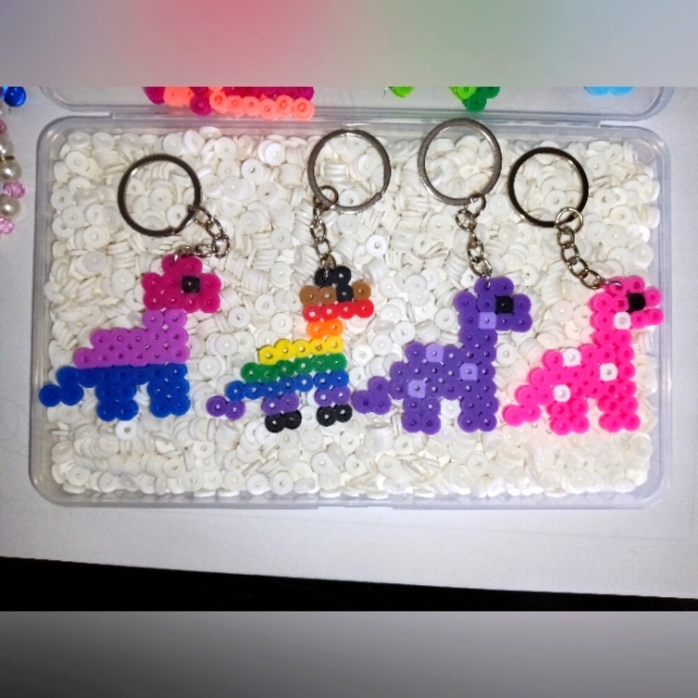 Viviana's handmade dinosaur keychains